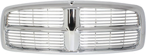 DODGE FULL SIZE P/U 02-05 GRILLE, Horizontal Bar Insert, Plastic, Chrome Shell and Insert, New Body Style