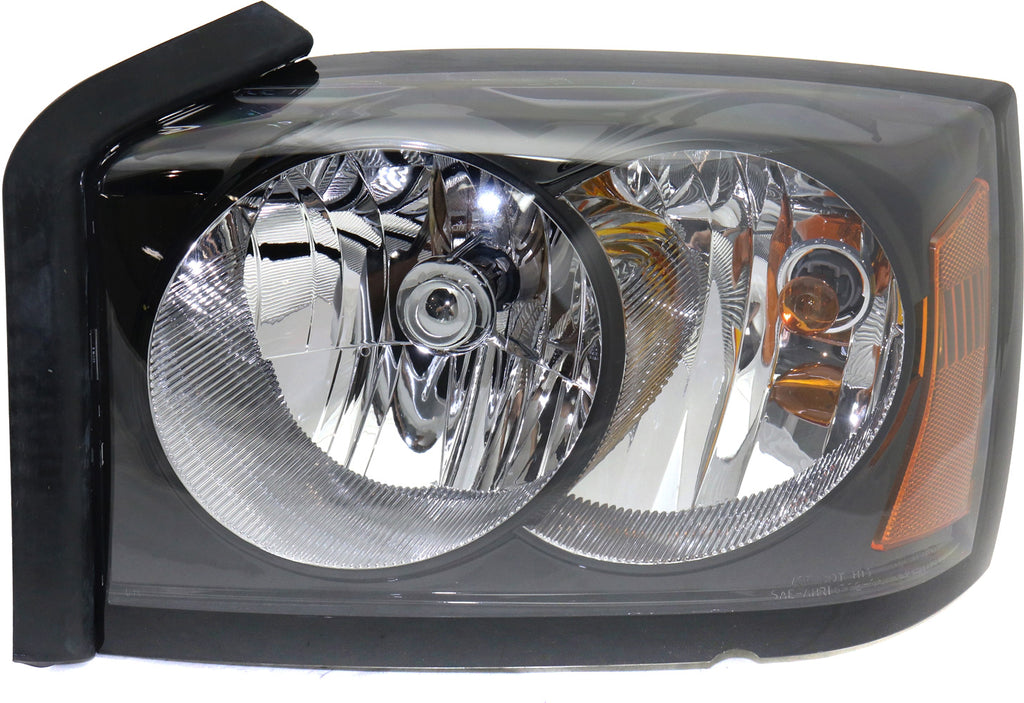 DAKOTA 06-07 HEAD LAMP LH, Assembly, Halogen, Black Interior, w/o Corner Light Bulb Shield
