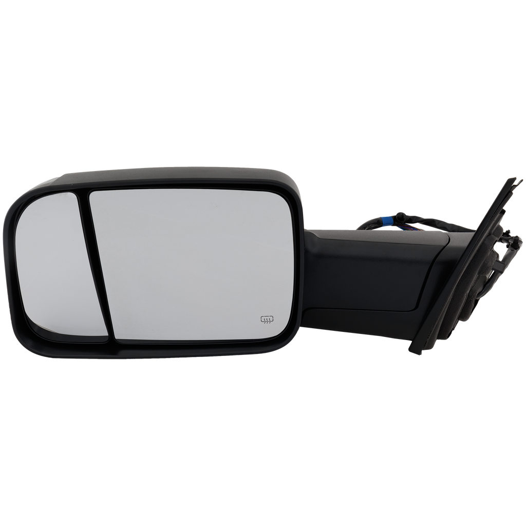 RAM 1500 P/U 20-22 TOWING MIRROR LH, Power, Manual Folding, Heated, Textured, w/ Memory, Puddle Light, Signal Light, and Temp Sensor, w/o BSD and Surround View Camera