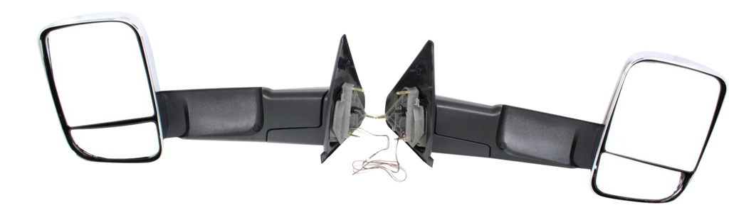 RAM 1500 P/U 1500 02-08/RAM 2500/3500 P/U 03-09 TOWING MIRROR RH AND LH, Manual Adjust, Manual Folding, Non-Heated, Chrome, w/ Signal Light, Dual Glass