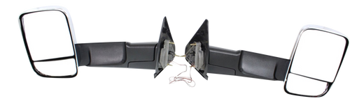RAM 1500 P/U 1500 02-08/RAM 2500/3500 P/U 03-09 TOWING MIRROR RH AND LH, Manual Adjust, Manual Folding, Non-Heated, Chrome, w/ Signal Light, Dual Glass