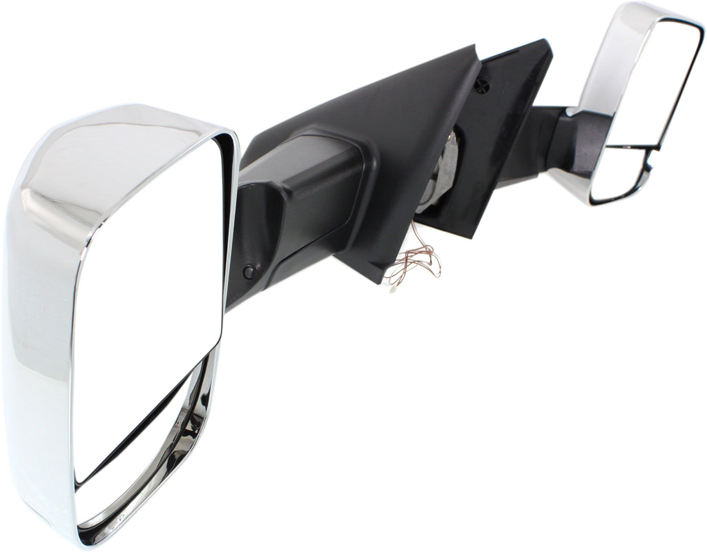 RAM 1500 P/U 1500 02-08/RAM 2500/3500 P/U 03-09 TOWING MIRROR RH AND LH, Manual Adjust, Manual Folding, Non-Heated, Chrome, w/ Signal Light, Dual Glass