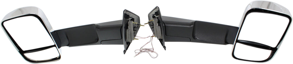 RAM 1500 P/U 1500 02-08/RAM 2500/3500 P/U 03-09 TOWING MIRROR RH AND LH, Manual Adjust, Manual Folding, Non-Heated, Chrome, w/ Signal Light, Dual Glass