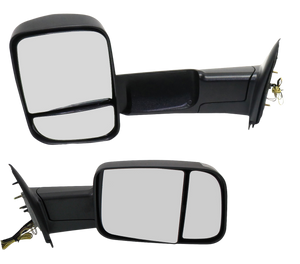 RAM 1500 P/U 1500 02-08/RAM 2500/3500 P/U 03-09 TOWING MIRROR RH AND LH, Manual Adjust, Manual Folding, Non-Heated, Paintable, w/ Puddle and Signal Lights, Dual Glass