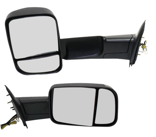 RAM 1500 P/U 1500 02-08/RAM 2500/3500 P/U 03-09 TOWING MIRROR RH AND LH, Manual Adjust, Manual Folding, Non-Heated, Paintable, w/ Puddle and Signal Lights, Dual Glass