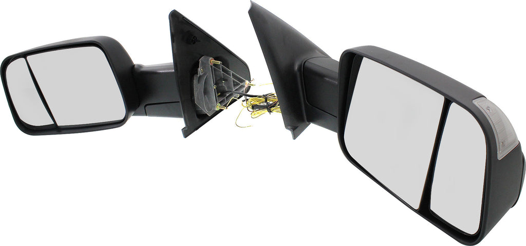 RAM 1500 P/U 1500 02-08/RAM 2500/3500 P/U 03-09 TOWING MIRROR RH AND LH, Manual Adjust, Manual Folding, Non-Heated, Paintable, w/ Puddle and Signal Lights, Dual Glass