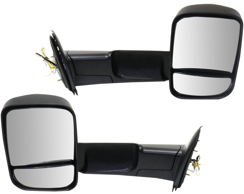 RAM 1500 P/U 1500 02-08/RAM 2500/3500 P/U 03-09 TOWING MIRROR RH AND LH, Manual Adjust, Manual Folding, Non-Heated, Paintable, w/ Puddle and Signal Lights, Dual Glass