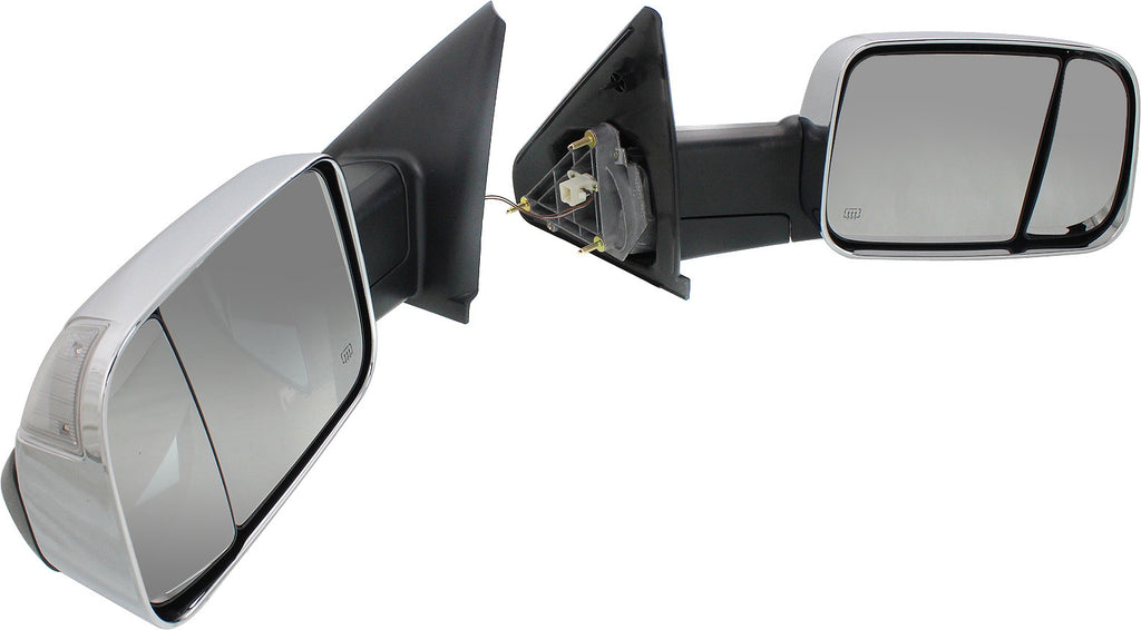RAM 1500 P/U 1500 02-08/RAM 2500/3500 P/U 03-09 TOWING MIRROR RH AND LH, Power, Manual Folding, Heated, Chrome, w/ Signal Light, Dual Glass