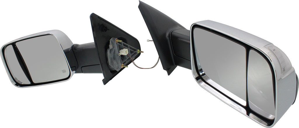 RAM 1500 P/U 1500 02-08/RAM 2500/3500 P/U 03-09 TOWING MIRROR RH AND LH, Power, Manual Folding, Heated, Chrome, w/ Signal Light, Dual Glass