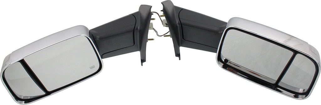 RAM 1500 P/U 1500 02-08/RAM 2500/3500 P/U 03-09 TOWING MIRROR RH AND LH, Power, Manual Folding, Heated, Chrome, w/ Signal Light, Dual Glass