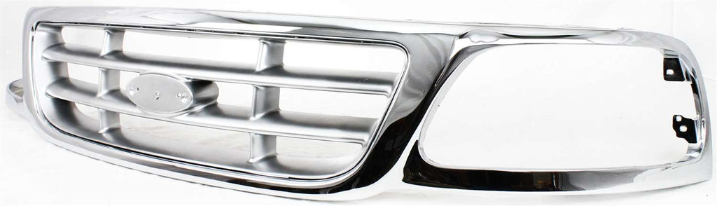 F-150 99-03 GRILLE, Cross Bar Insert, Chrome Shell, w/PTM Insert, w/o STX Model, also fits 2004 Heritage model