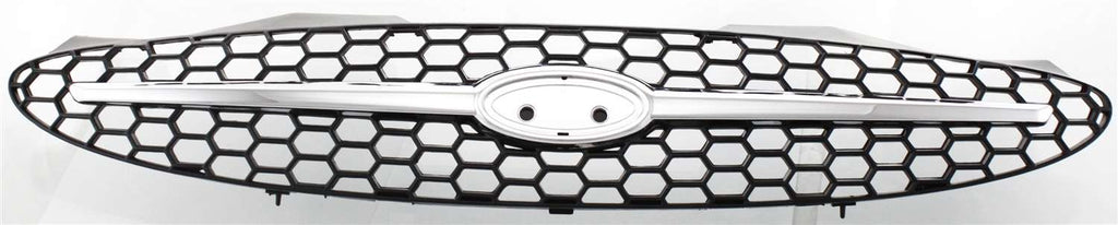 TAURUS 00-03 GRILLE, Painted Black Shell and Insert, (02-03 w/o Sport Edition), w/ Chrome Center Bar