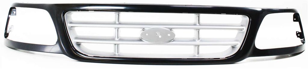 F-150 99-04/F-250 99-99 GRILLE, Black Shell w/ Silver Insert, XL/XLT/Lariat Models, Cross Bar