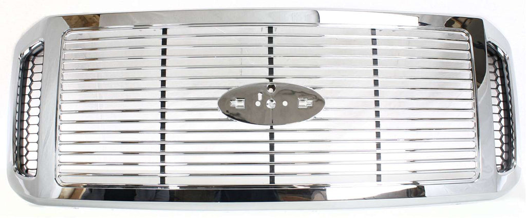 F-SERIES SUPER DUTY 06-07 GRILLE, Horizontal Bar Insert, Honeycomb Side Insert, Chrome Shell and Insert