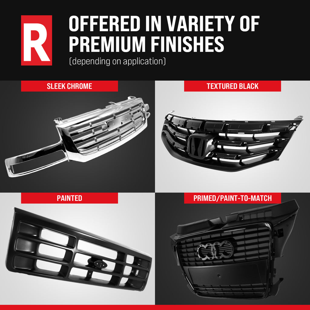 RANGER 04-05 GRILLE, Horizontal Bar Insert, Chrome Shell/Painted Black Insert, 2WD, XL/XLT/Edge/Tremor Models