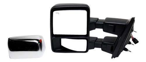 F-150 13-14 TOWING MIRROR LH, Power, Power Folding, Heated, Chrome/Paintable, 2 Caps, w/ Memory and Signal Light, (Exc. SVT Raptor Model)