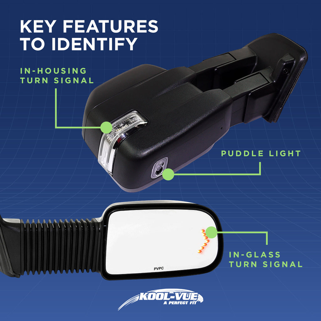 F-150 04-12 TOWING MIRROR RH AND LH, Power, Manual Folding, Non-Heated, Textured, w/o Auto-Dimming, BSD, Memory, and Signal Light