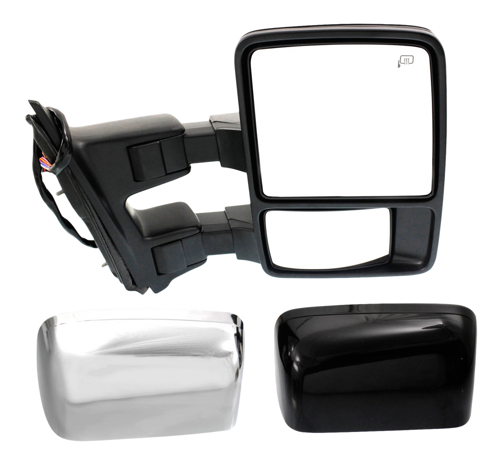 F-SERIES SUPER DUTY 08-09 TOWING MIRROR RH, Power, Power Folding, Heated, Chrome/Paintable, 2 Caps, w/ Auto Extend, Memory, and Signal Light