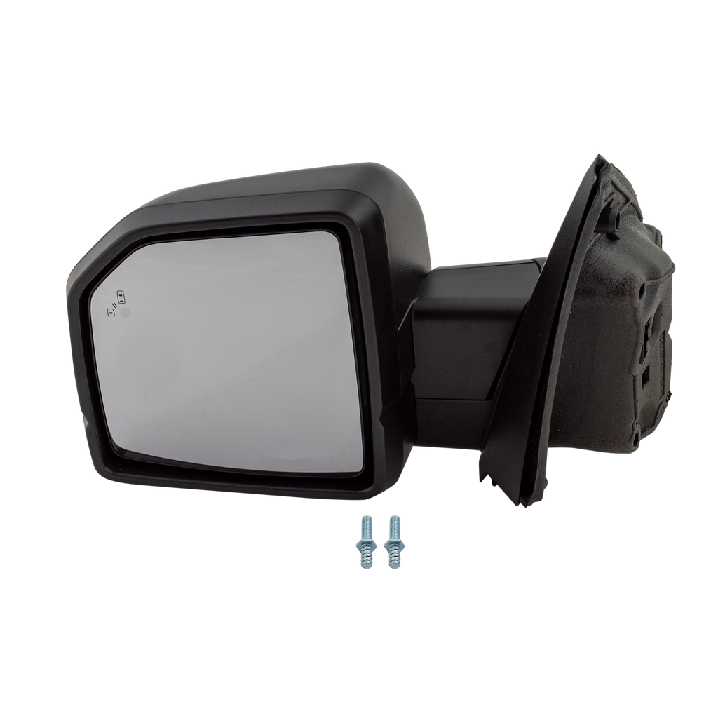 F-150 15-16 MIRROR LH, Non-Towing, Power, Manual Folding, Heated, Textured, w/ BSD, Side Object Sensor, and Signal Light, w/o Auto Dimming and Memory, Crew/Extended Cab
