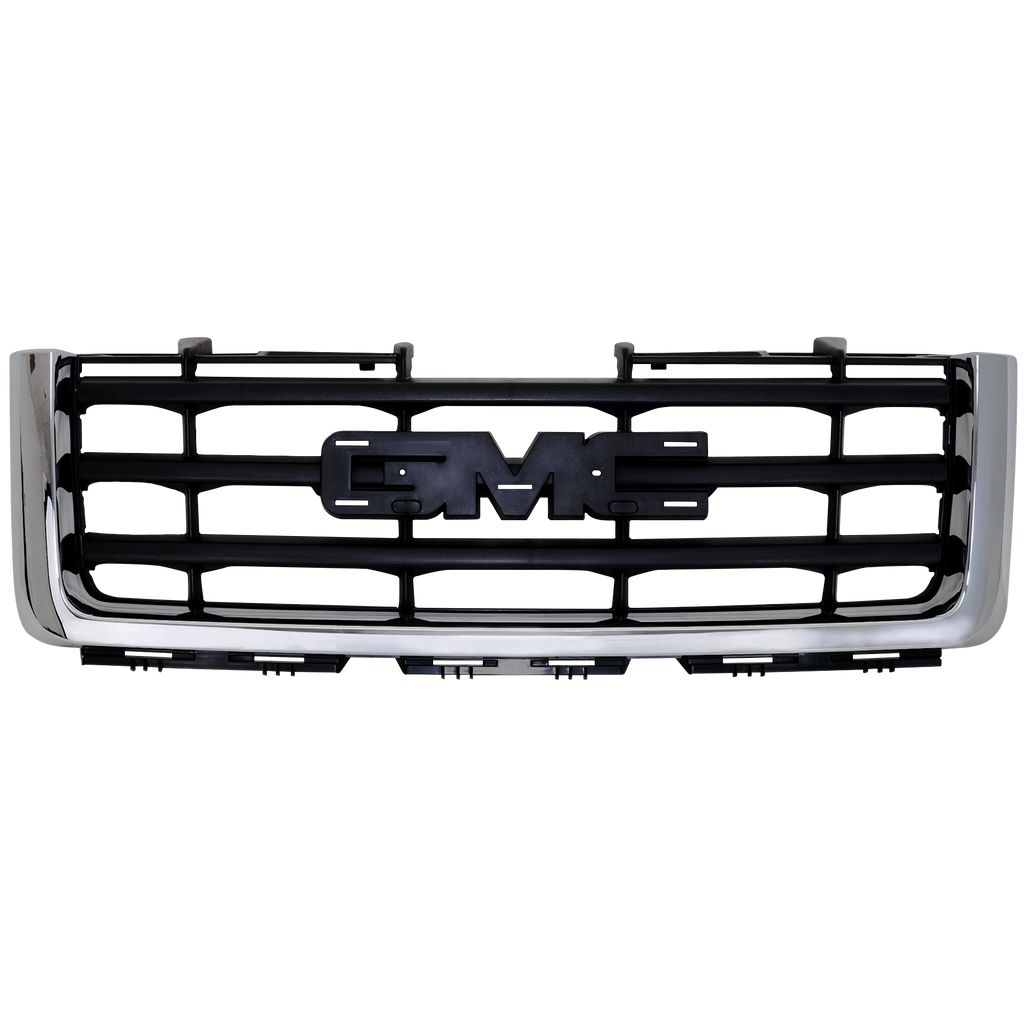 SIERRA 1500 07-13 GRILLE, Chrome Shell/Painted Black Insert, (Exc. Denali Model), New Body Style