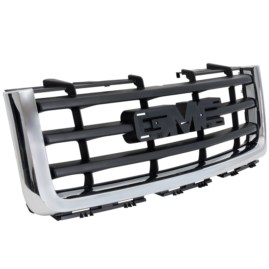 SIERRA 1500 07-13 GRILLE, Chrome Shell/Painted Black Insert, (Exc. Denali Model), New Body Style