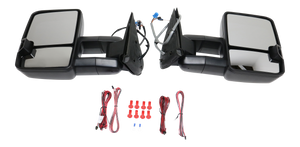 SILVERADO/SIERRA 03-07 TOWING MIRROR RH AND LH, Power, Manual Folding, Heated, Textured, w/ Signal Light and Side Marker, Includes 2007 Classic, w/ Wiring Installation Kit