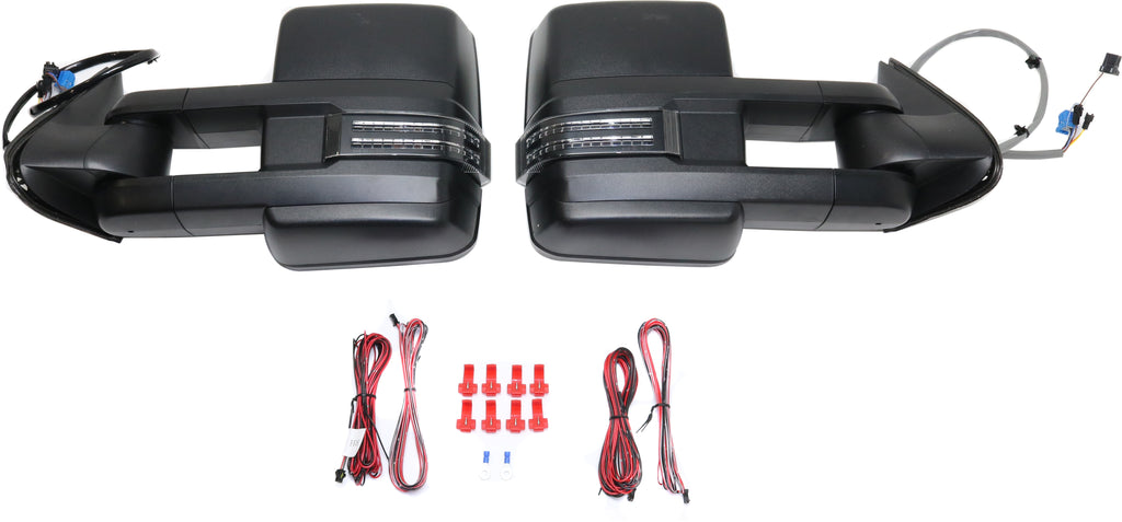 SILVERADO/SIERRA 03-07 TOWING MIRROR RH AND LH, Power, Manual Folding, Heated, Textured, w/ Signal Light and Side Marker, Includes 2007 Classic, w/ Wiring Installation Kit