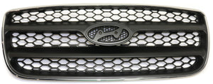 SANTA FE 07-09 GRILLE, Chrome Shell/Painted Silver-Black Insert, (Exc. Limited Model) - CAPA