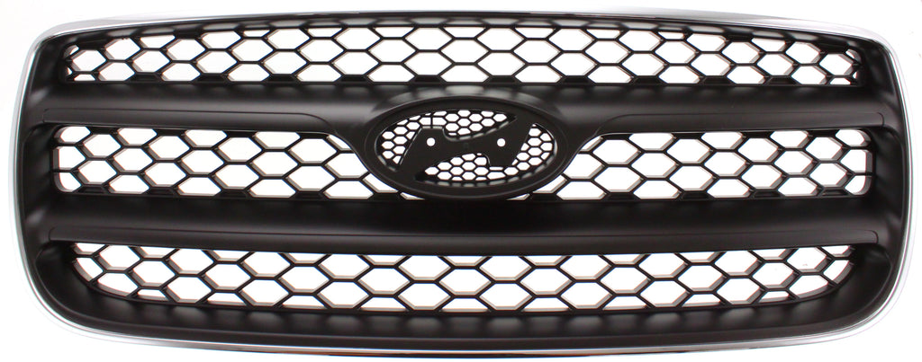 SANTA FE 07-09 GRILLE, Chrome Shell/Painted Silver-Black Insert, (Exc. Limited Model)