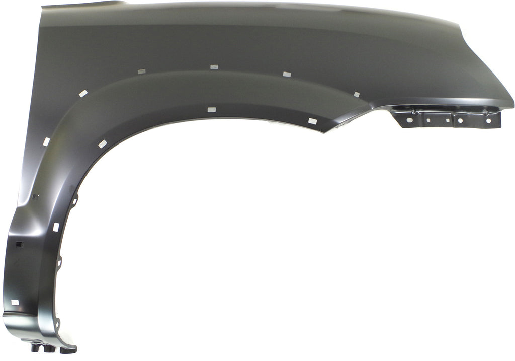 TUCSON 05-09 FRONT FENDER RH, Primed, 2.0L Eng., w/o Signal Light Hole, w/ Side Cladding Hole, Steel