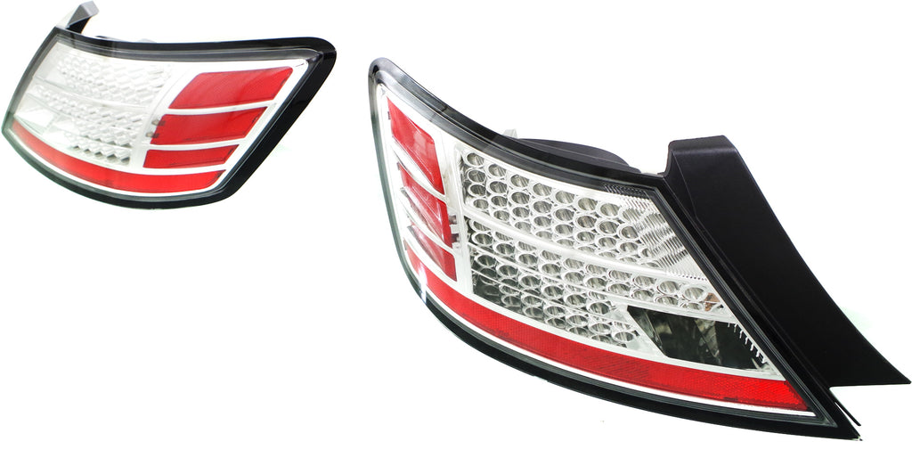 CIVIC 06-08 CLEAR TAIL LAMP RH and LH, Assembly, LED, Chrome, Set of 2, Coupe