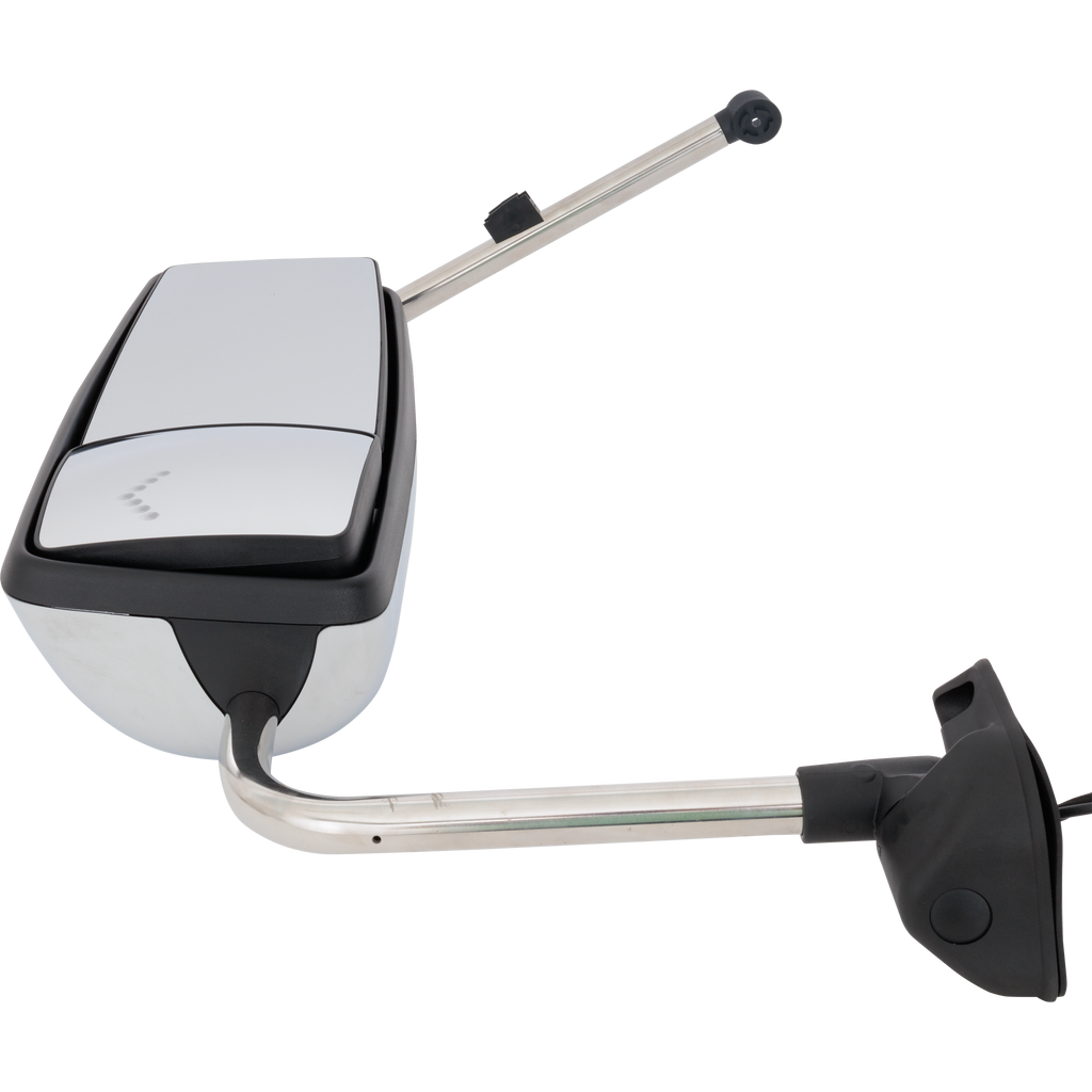 INTERNATIONAL PROSTAR/WORKSTAR 08-12 TOWING MIRROR LH, Manual Adjust, Non-Folding, Heated, Chrome, w/ Signal Light, w/o CB Antenna Provision