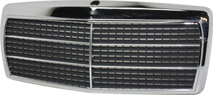 190D 84-89/190E 84-93 GRILLE, Plastic, Chrome Shell/Primed Insert, w/ 11 Moulding, (201) Chassis