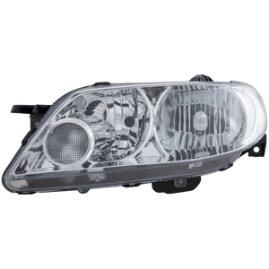 PROTEGE5 02-03 HEAD LAMP LH, Lens and Housing, Aluminum Bezel, Hatchback