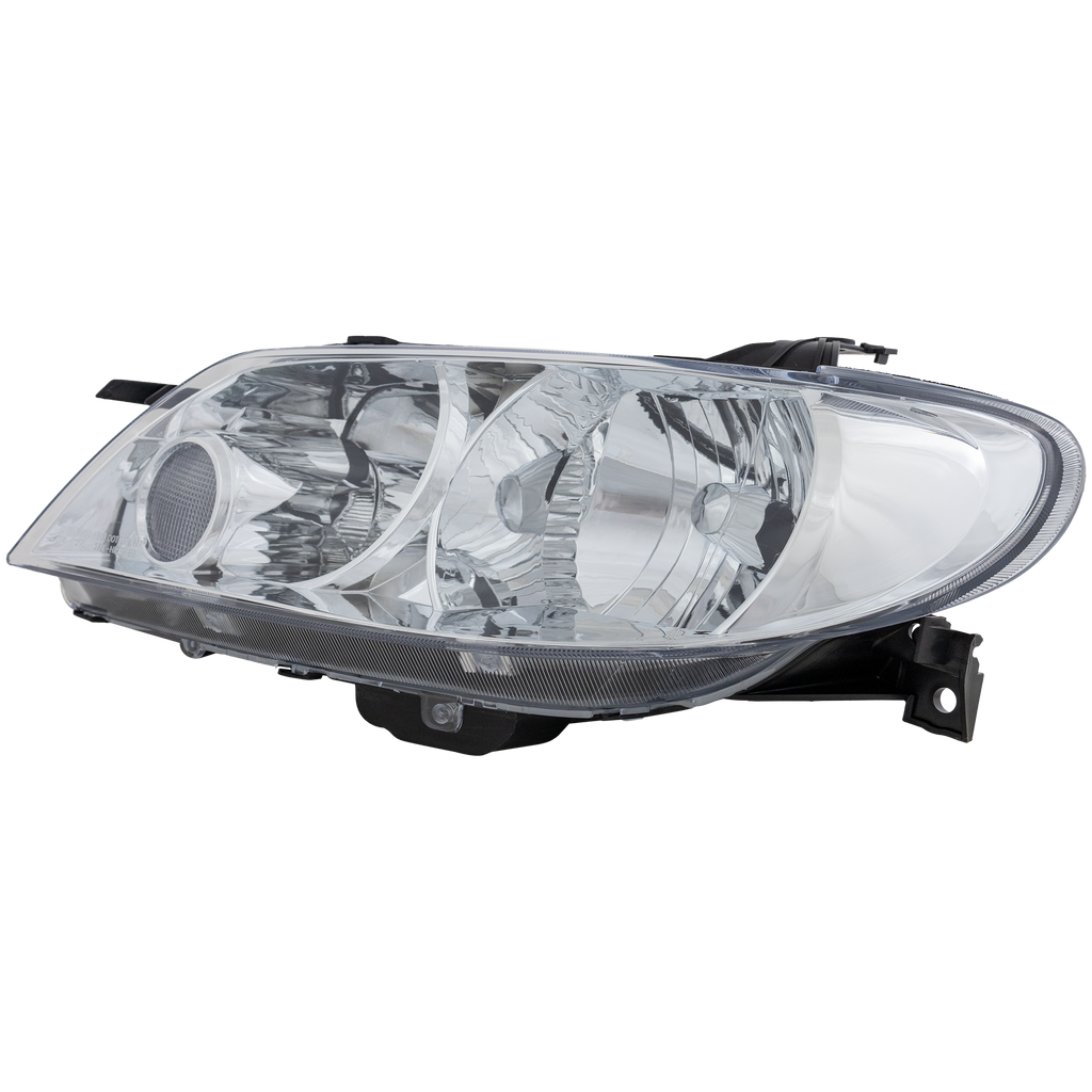 PROTEGE5 02-03 HEAD LAMP LH, Lens and Housing, Aluminum Bezel, Hatchback