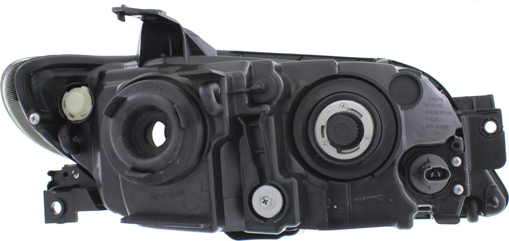 PROTEGE5 02-03 HEAD LAMP LH, Lens and Housing, Metal Coat Bezel, Hatchback