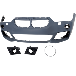 X1 17-19 FRONT BUMPER COVER, Primed, w/ M Package, w/ Headlight Washer Holes, w/o Park Distance Control Sensor Holes