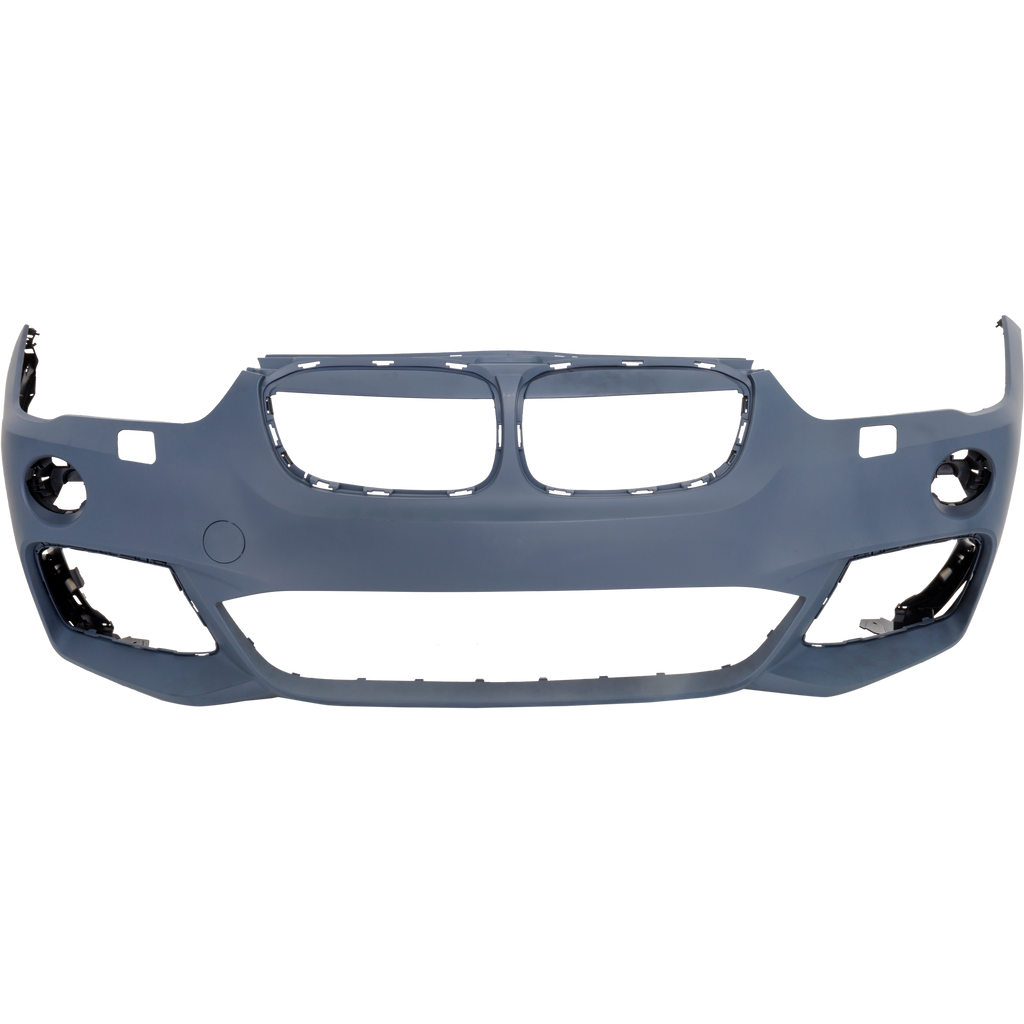 X1 17-19 FRONT BUMPER COVER, Primed, w/ M Package, w/ Headlight Washer Holes, w/o Park Distance Control Sensor Holes