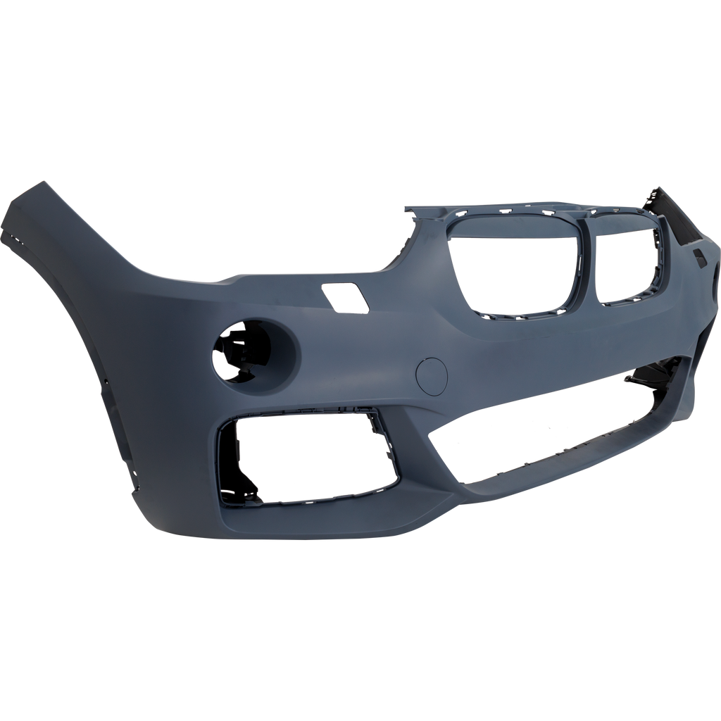 X1 17-19 FRONT BUMPER COVER, Primed, w/ M Package, w/ Headlight Washer Holes, w/o Park Distance Control Sensor Holes