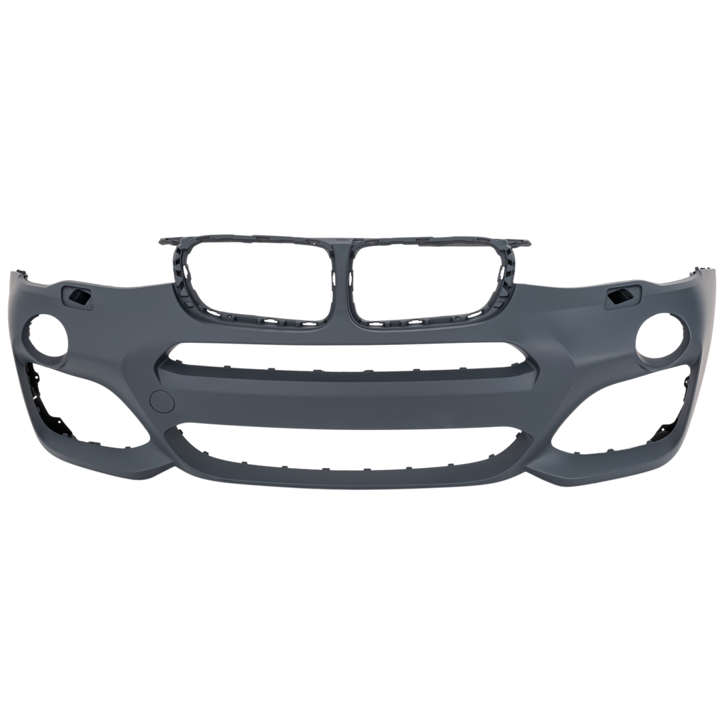 X3 15-17 / X4 15-18 FRONT BUMPER COVER, Primed, w/ Headlight Washer Holes, w/ M Sport Package, w/ Park Distance Control Sensor Holes, w/o Parking Assist Sensor Holes