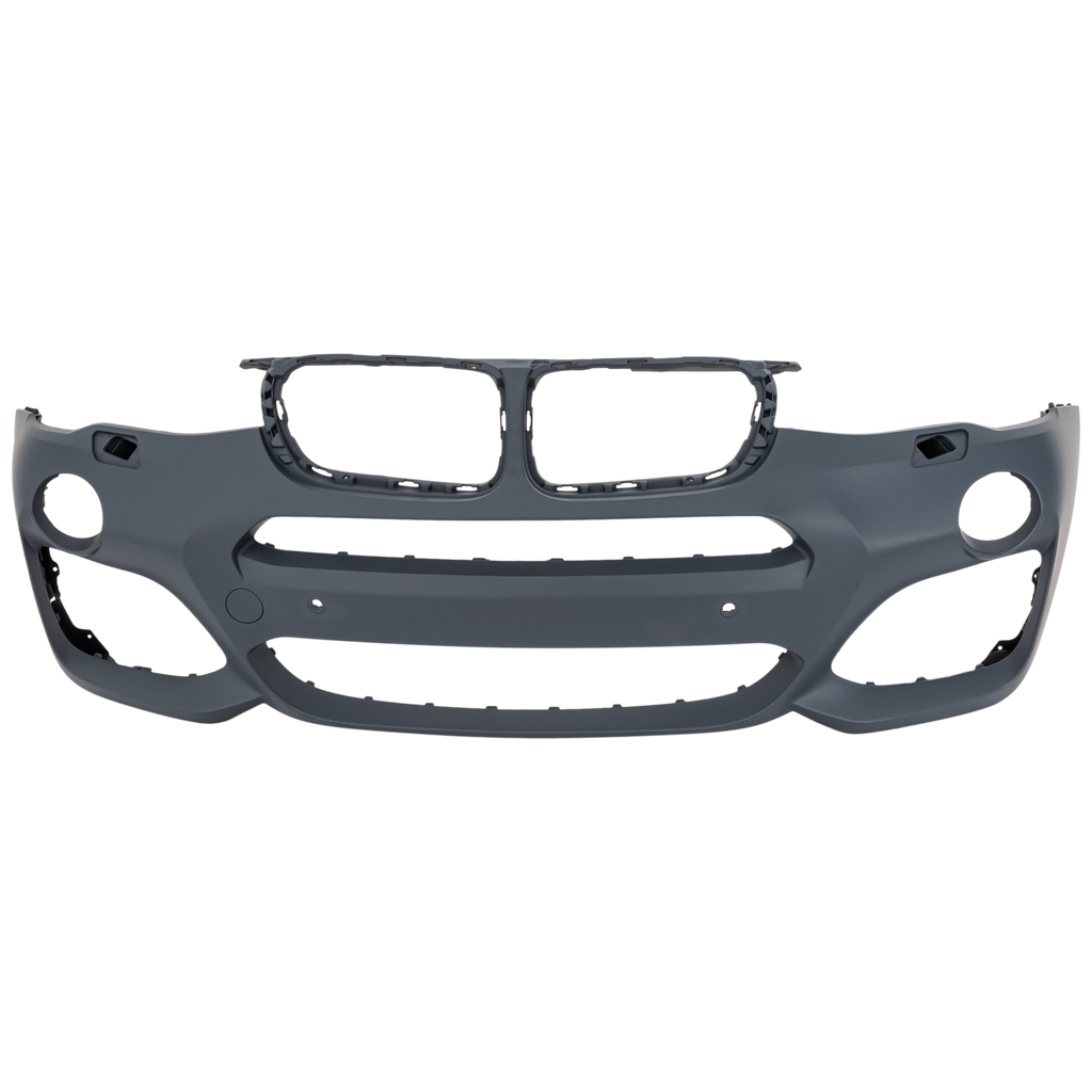 X3 15-17 / X4 15-18 FRONT BUMPER COVER, Primed, w/ Headlight Washer Holes, w/ M Sport Package, w/ Park Distance Control Sensor Holes and Parking Assist Sensor Holes