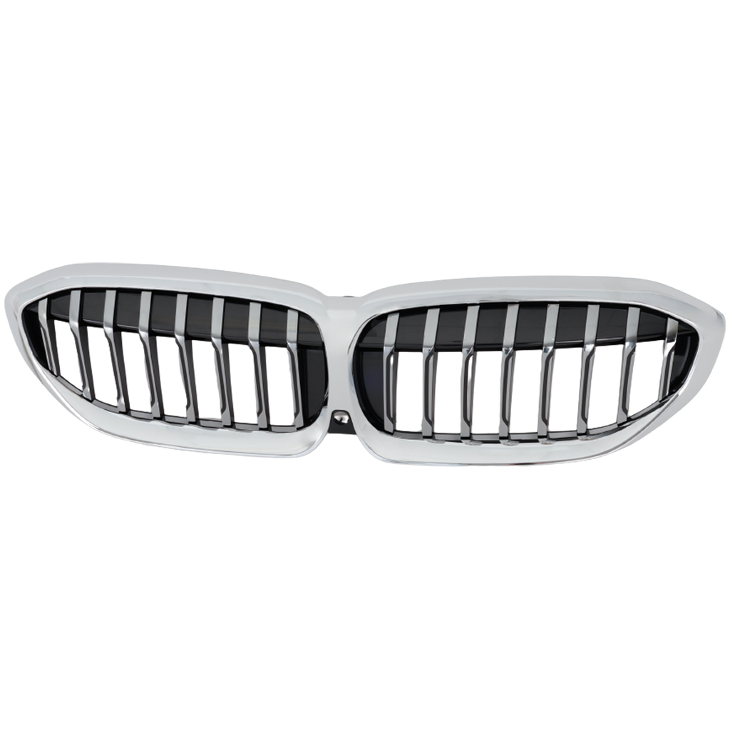 330I 19-21 GRILLE, Chrome Shell and Insert, Luxury Line, w/ Camera Hole, Sedan