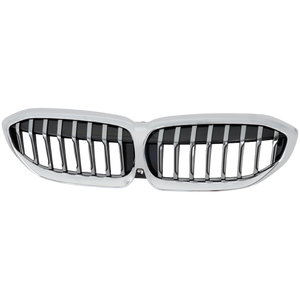 330I 19-21 GRILLE, Chrome Shell and Insert, Luxury Line, w/ Camera Hole, Sedan