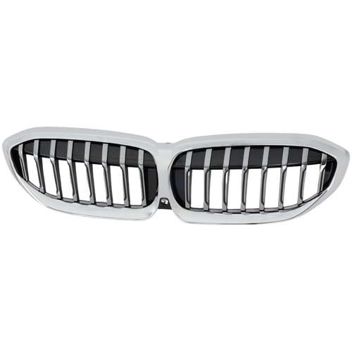 330I 19-21 GRILLE, Chrome Shell and Insert, Luxury Line, w/ Camera Hole, Sedan