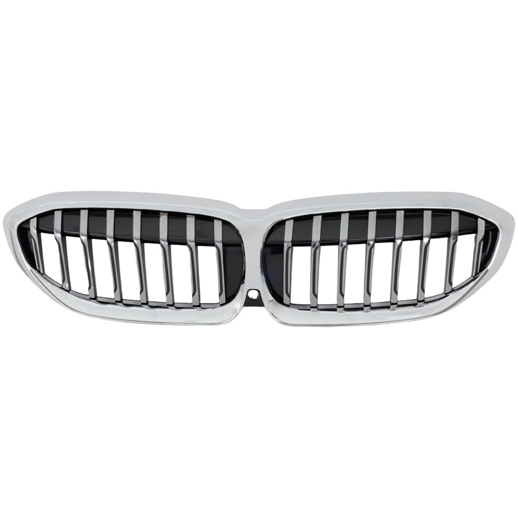 330I 19-21 GRILLE, Chrome Shell and Insert, Luxury Line, w/ Camera Hole, Sedan