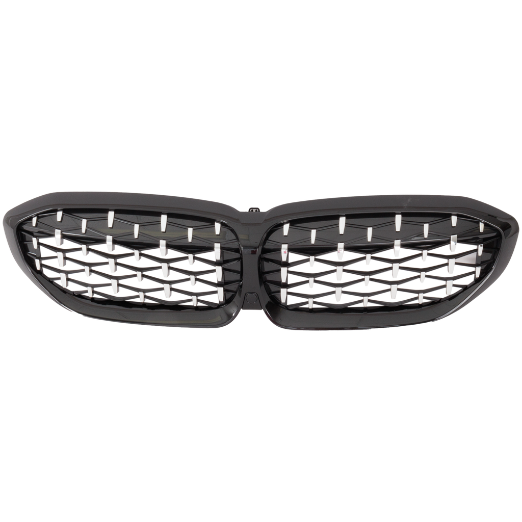 3-SERIES 19-22 GRILLE, Chrome Shell/Textured Black Insert, w/o Shadow Line, w/ Camera Hole, Sedan