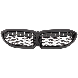 3-SERIES 19-22 GRILLE, Chrome Shell/Textured Black Insert, w/o Shadow Line, w/ Camera Hole, Sedan