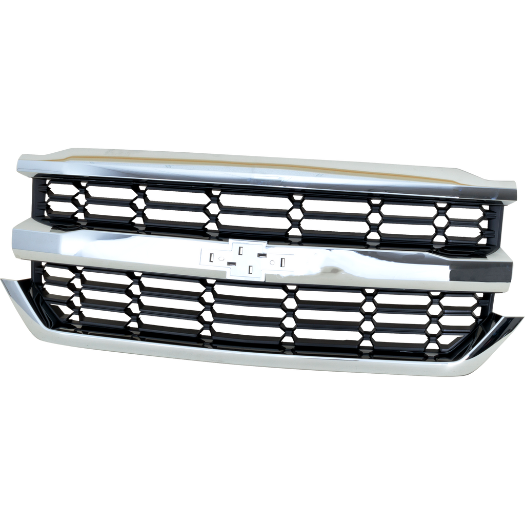 SILVERADO 1500 16-18/SILVERADO 1500 LD 19-19 GRILLE, Textured Dark Gray Shell and Insert, w/ Chrome Molding, (High Country 16-18/LT 16-19 w/o Z71 Pkg.) - CAPA