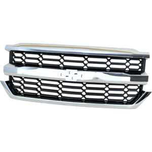 SILVERADO 1500 16-18/SILVERADO 1500 LD 19-19 GRILLE, Textured Dark Gray Shell and Insert, w/ Chrome Molding, (High Country 16-18/LT 16-19 w/o Z71 Pkg.) - CAPA