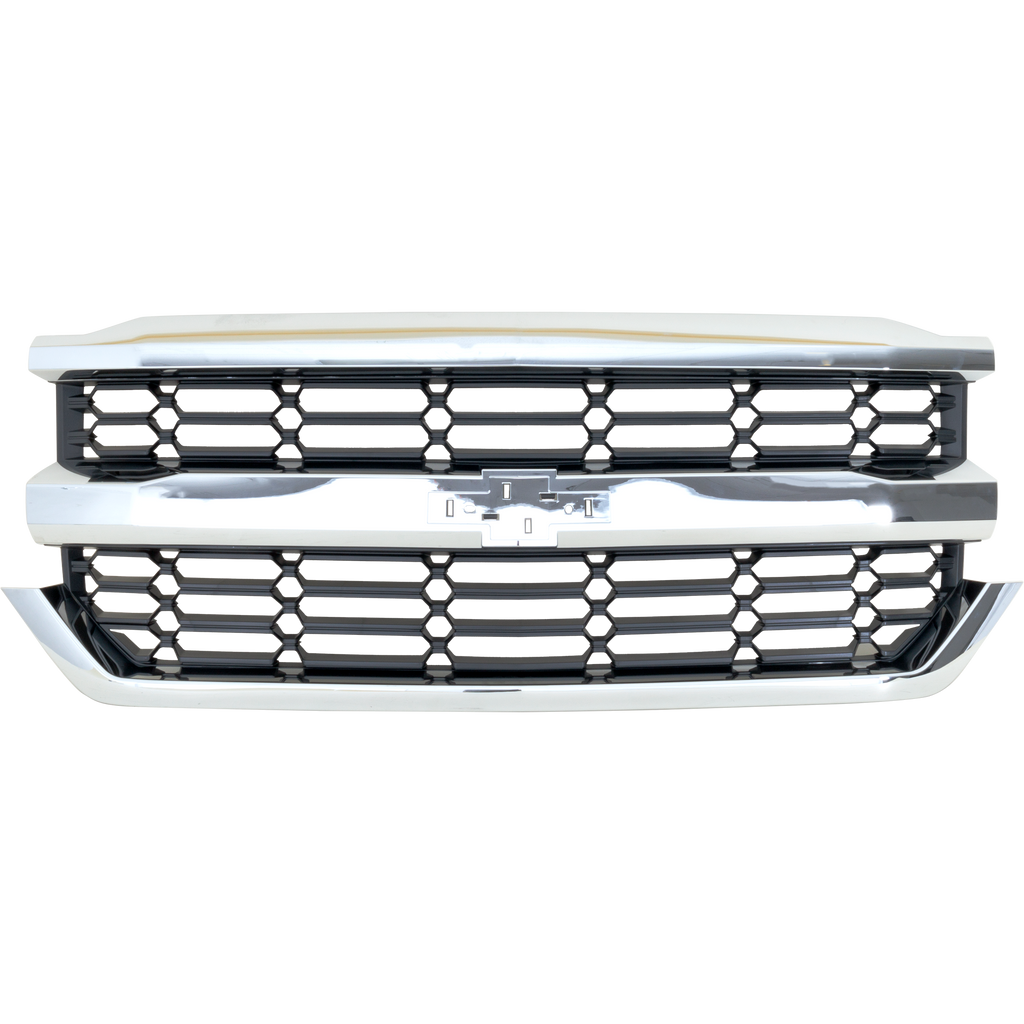 SILVERADO 1500 16-18/SILVERADO 1500 LD 19-19 GRILLE, Textured Dark Gray Shell and Insert, w/ Chrome Molding, (High Country 16-18/LT 16-19 w/o Z71 Pkg.) - CAPA